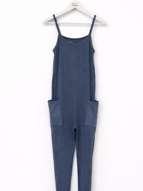 Paper Label Blue One Piece Playsuit Jumpsuit Slouchy Lounge Size Small Cotton